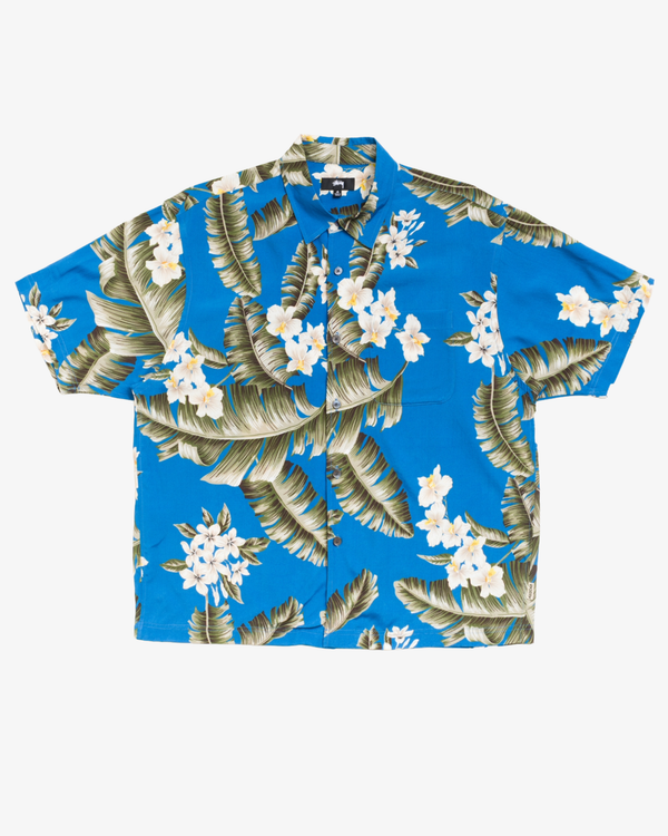 Stüssy -  Men's Hawaiian Floral Short Sleeve Shirt - (Blue)