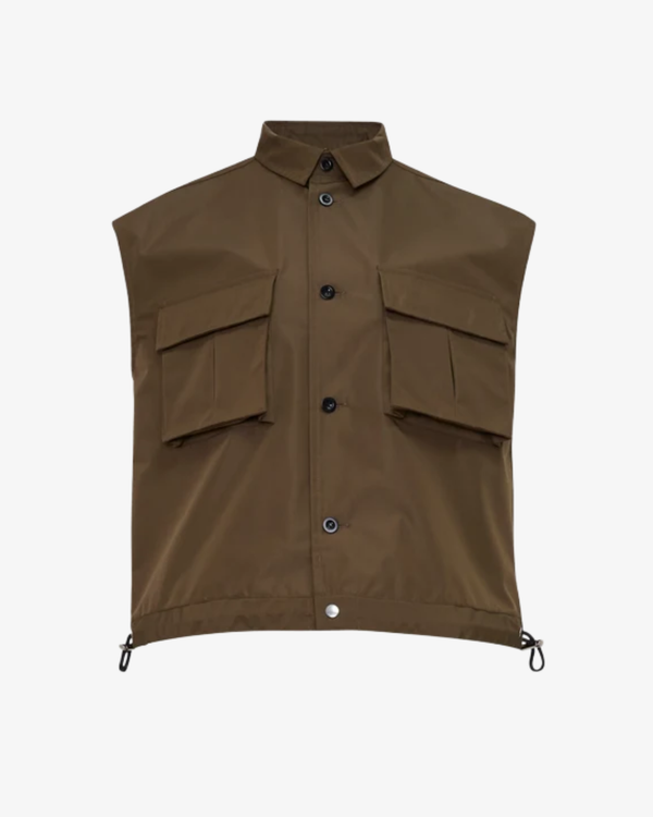 SACAI - Women's Taffeta Bonding X Satin Shirt - (Brown)