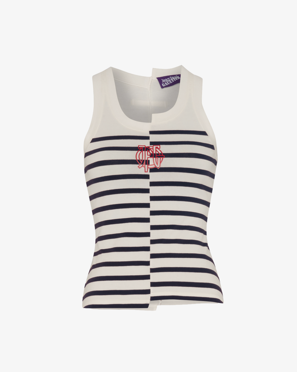 Jean Paul Gaultier - Women's Stretch Cotton  Asymetric Tank Top - (Stripes)