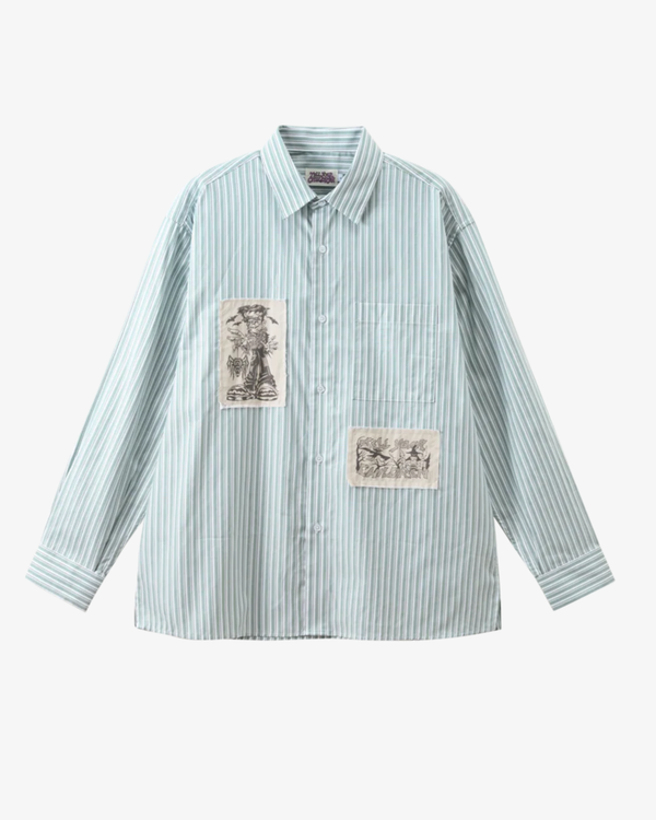 TELL YOUR CHILDREN - Men's Castle Grounds Striped Shirt - (Green)
