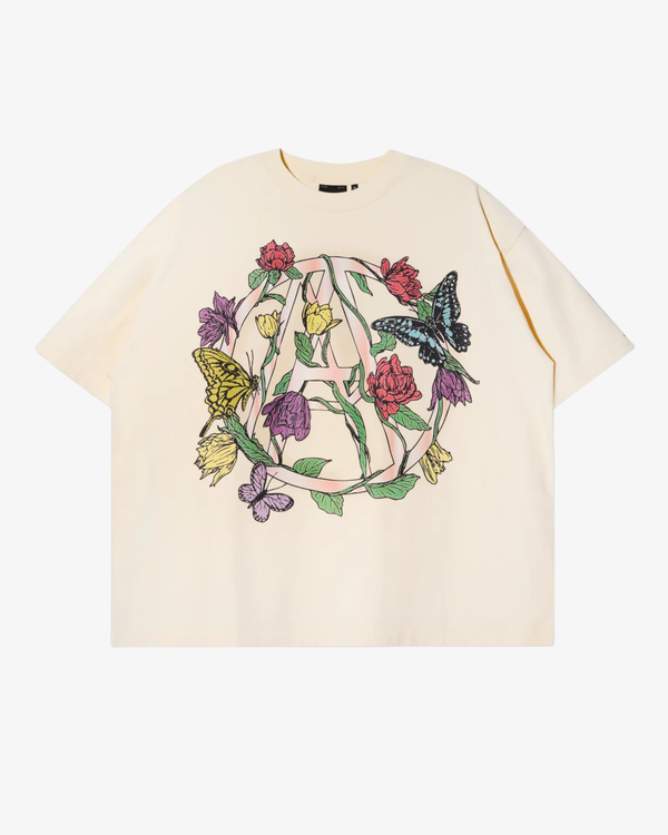 AGAINST LAB  - Men's Washed Butterfly Tee - (Cream)
