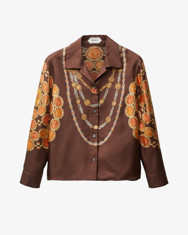 VERSACE_VERSACE - Women's Informal Shirt Silk Twill Print The Lover - (Brown)_SHIRTS