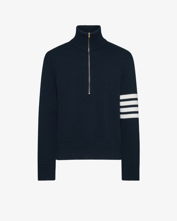 Thom Browne - Men's Jersey Stitch Funnel Neck Half Zip Pullover - (Blue415)
