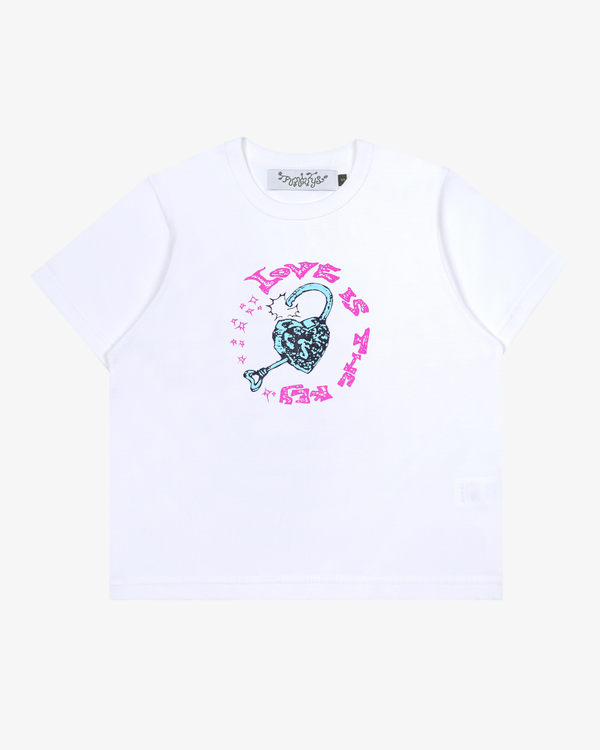 FUNGUYS - Men's Love Is The Key Baby Tee - (White)