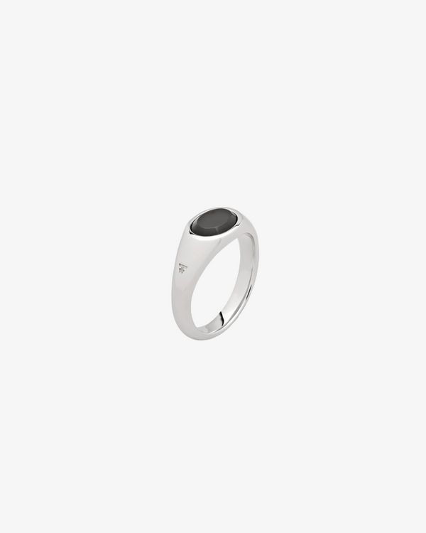 Tom Wood_Tom Wood - Joe Ring Polished Onyx - (Silver)_RINGS