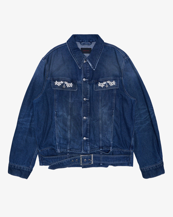 SIMONE ROCHA  - Men's Multi Belt Waist Tail Denim Trucker Jacket - (Denim)