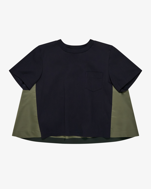 SACAI - Women's Nylon Twill X Cotton Jersey T-Shirt - (Navy)