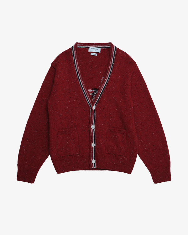 Thom Browne - Men's Hector Patchwork Jersey Intarsia V Neck Cardigan - (Red)