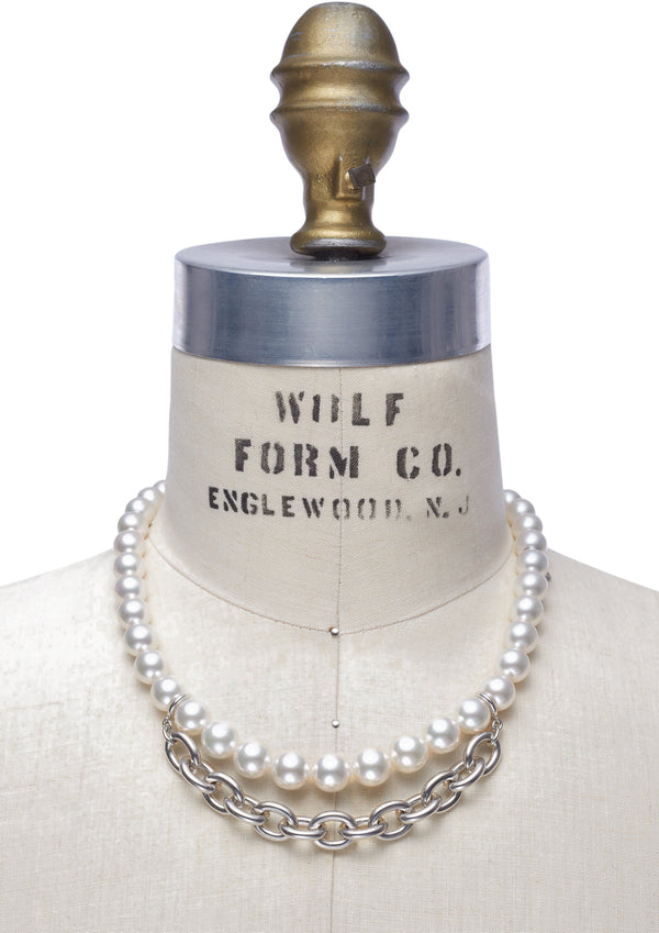 CDG JEWELLERY_Comme Des Garçons - Mikimoto Chain Necklace - (Silver)_NECKLACES