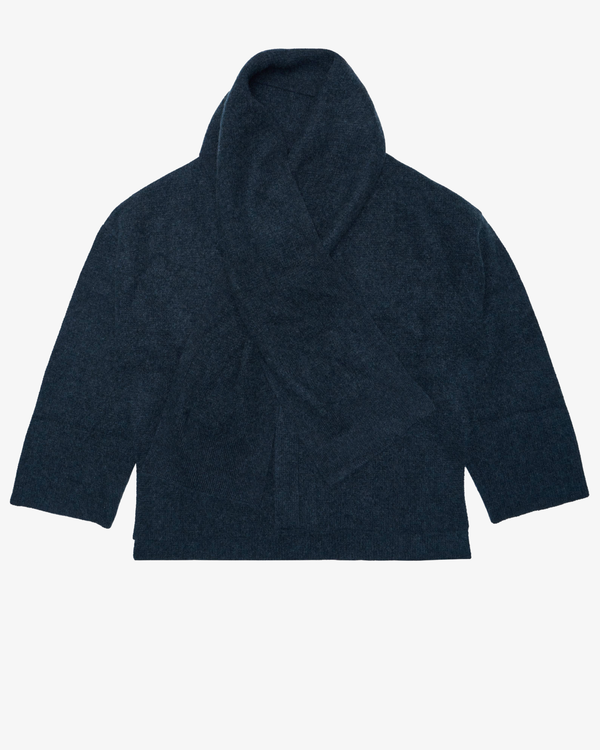 LE KASHA - Women's Spain Cardigan With Scarf - (Navy933)