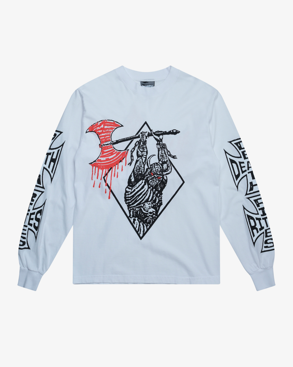 DEATH RITES - Men's Axed Long Sleeve T-Shirt - (White)
