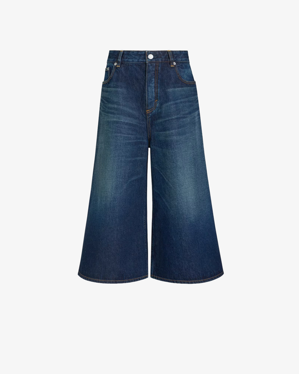 ALAÏA - Women's Palazzo Shorts Dock Blue Denim - (Dark Indigo)