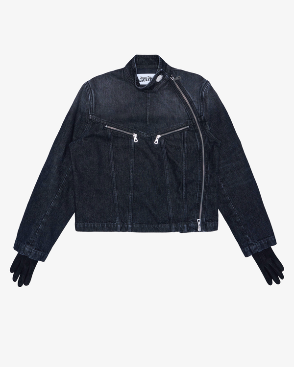 Jean Paul Gaultier - Women's Denim High Neck Zipped Jacket - (Charcoal06)