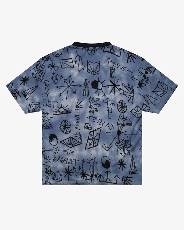 RASSVET - Men's Scribble Jacquard Tie Dye Tee Shirt Knit - (Blue)