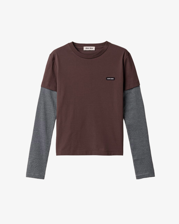 MIU MIU - Women's Jersey Layers Tees - (Brown)