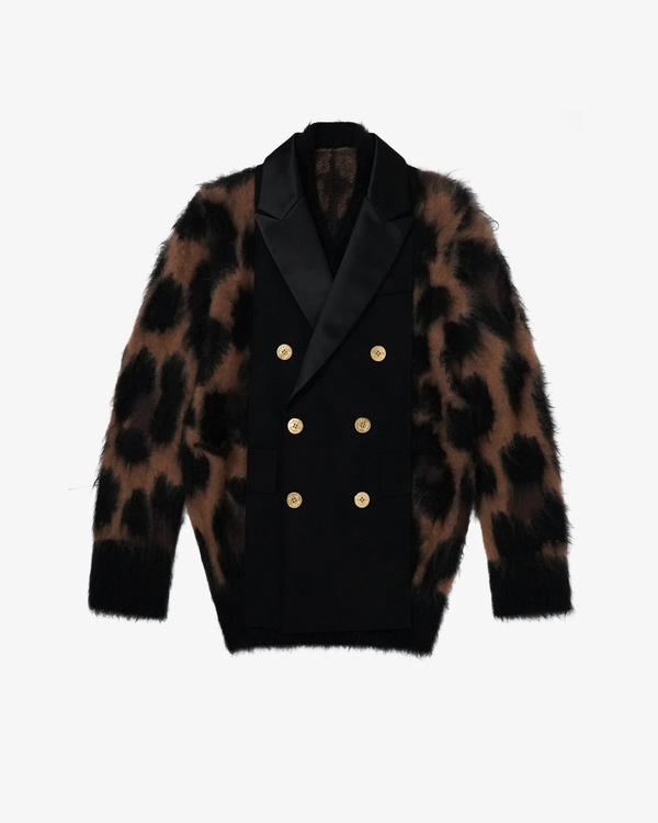 SACAI - Women's Leopard Mohair Knit Cardigan - (Animal Print)