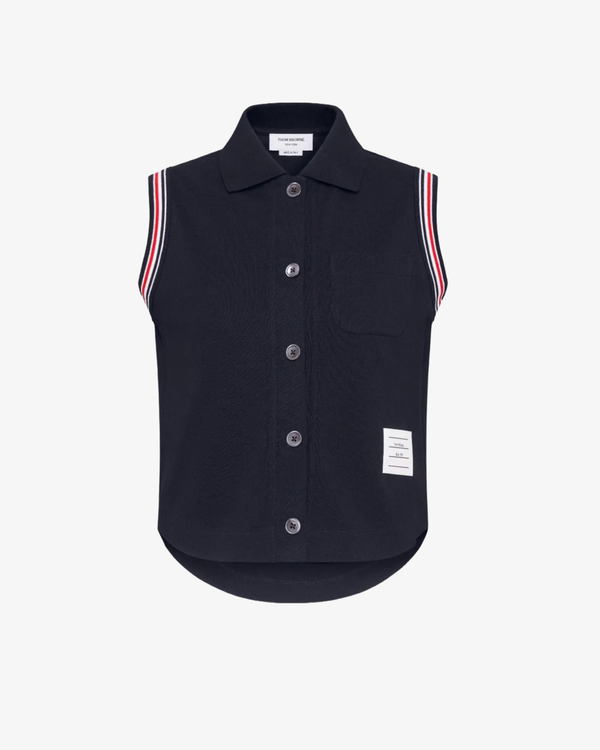 Thom Browne_Thom Browne - Women's Striped Trim Sleeveless Shirt - (Navy)_SHIRTS