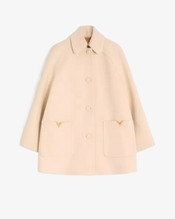 VALENTINO - Women's Wool Drap Coat - (Off-White)