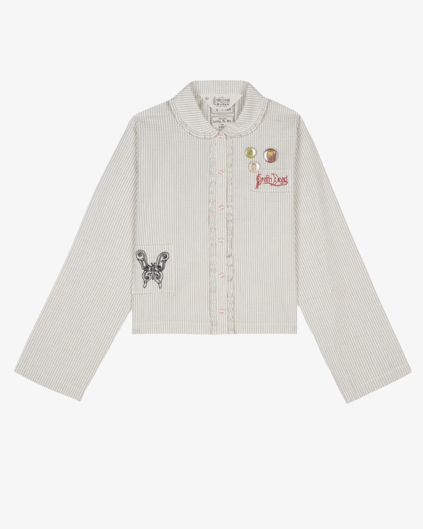 BRAIN DEAD - Men's Bad Apple Button Up Shirt - (Natural)