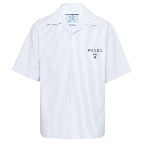 Prada - Men's Double Match Popeline Riga Shirt - (Blue)