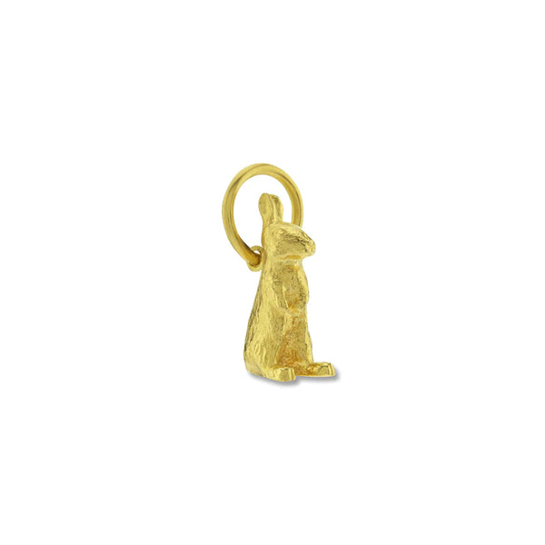 BUNNEY - Small Standing Rabbit Charm - (Yellow Gold)