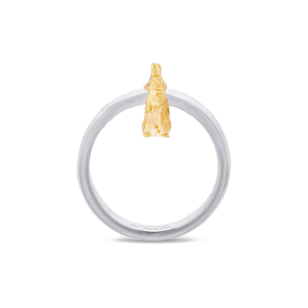 Bunney_BUNNEY - Silver Ring with Yellow Gold Rabbit Charm_RINGS