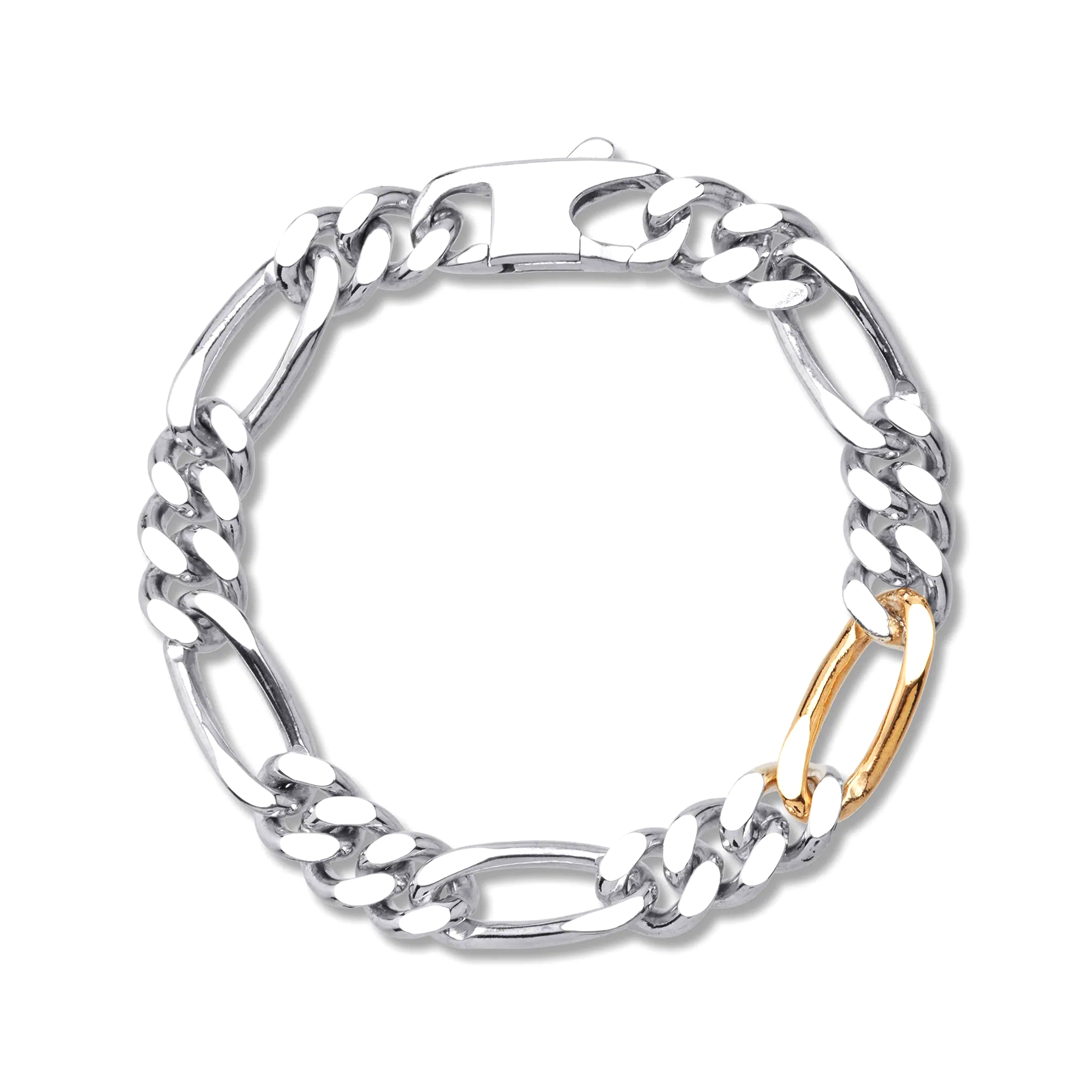 希少定価36万BUNNEY Small Figaro Bracelet w18K BUNNEY: Silver Figaro Bracelet with Gold Link | DSMS E-SHOP