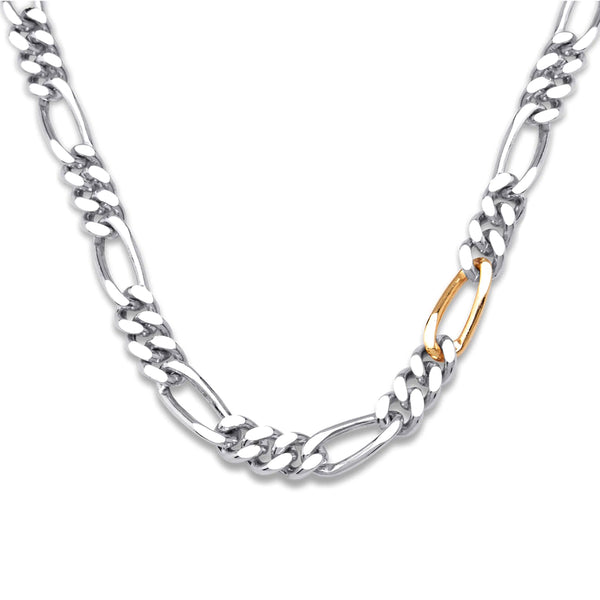 Bunney_BUNNEY - Silver Figaro Necklace with Gold Link_NECKLACES