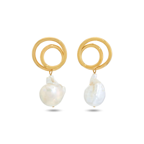 Completedworks_COMPLETEDWORKS - Spiral Earrings with Fresh Water Pearls_EARRINGS