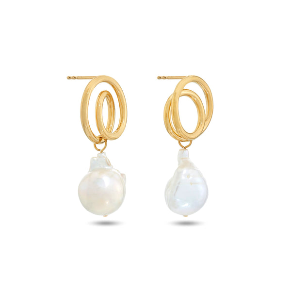 Completedworks_COMPLETEDWORKS - Spiral Earrings with Fresh Water Pearls_EARRINGS