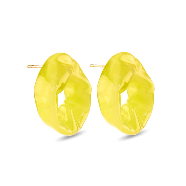 Completedworks_COMPLETEDWORKS - Yellow Scrunch Resin Earrings in Yellow Resin_EARRINGS
