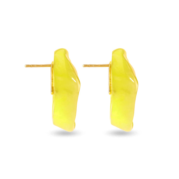 Completedworks_COMPLETEDWORKS - Yellow Scrunch Resin Earrings in Yellow Resin_EARRINGS