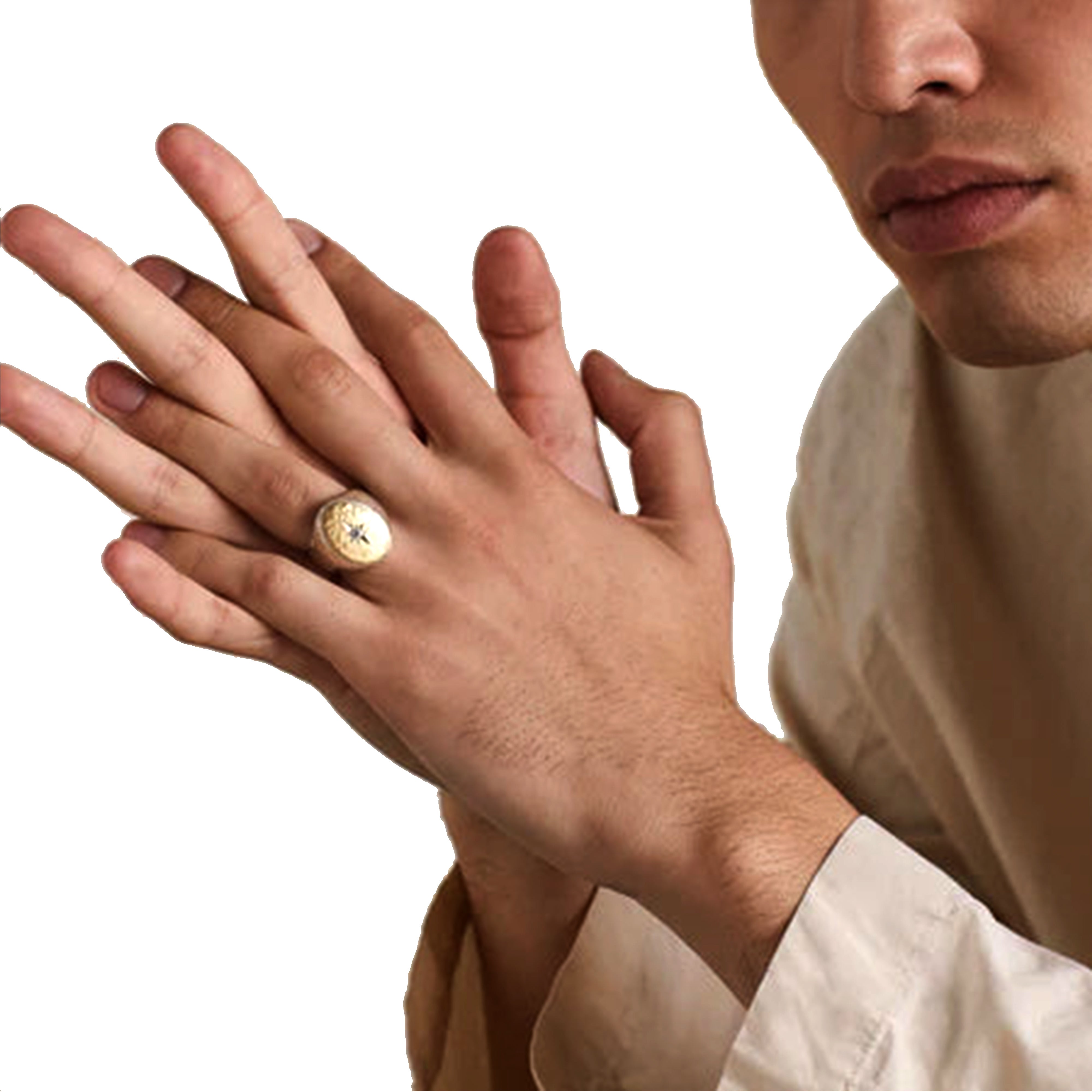 MALCOLM BETTS✨Wide Signet Ring✨ダイヤ約18号 MALCOLM BETTS: Silver and 18k Yellow Gold Oval Signet Ring with