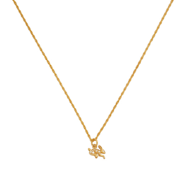 Patcharavipa_PATCHARAVIPA - DSM Exclusive Tiny Diamond Rabbit Necklace - (Yellow Gold)_NECKLACES