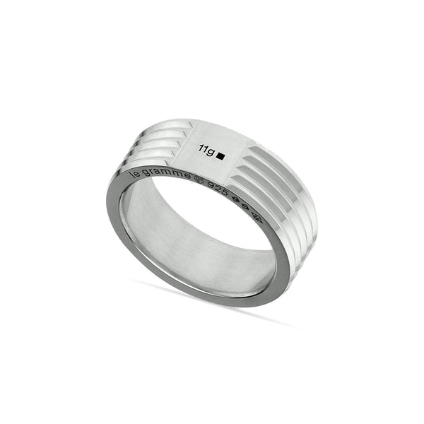 Le Gramme_LE GRAMME - 11g Guilloche Horizontal Ring Horizontal Silver_RINGS