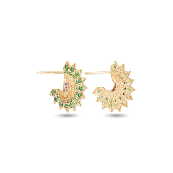 Nada Ghazal_NADA GHAZAL - Power of Light Small Lotus Tsavourite Earrngs_EARRINGS