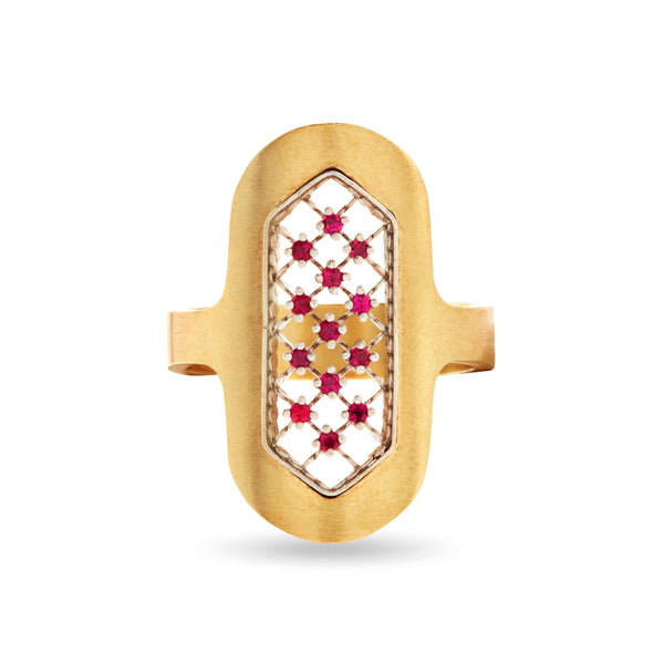 Nikolle Radi_Nikolle Radi - Long Yellow Gold and Ruby Ring_RINGS