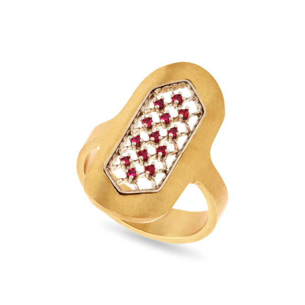 Nikolle Radi_Nikolle Radi - Long Yellow Gold and Ruby Ring_RINGS