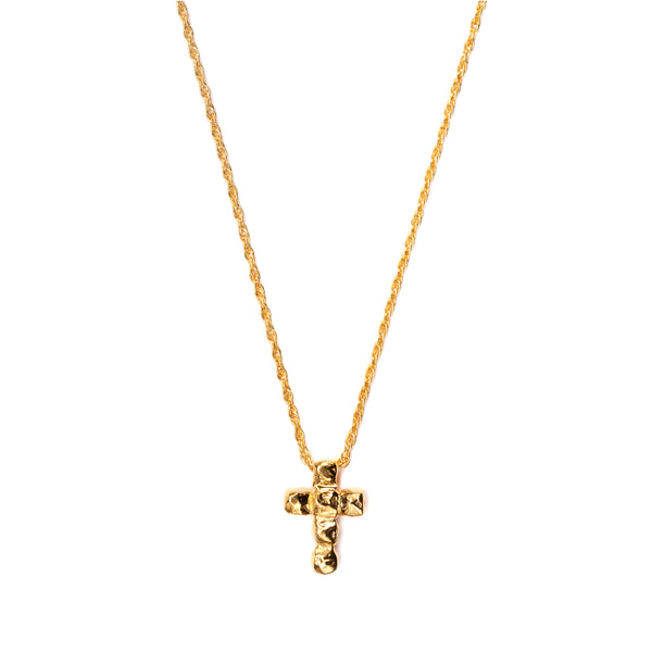 PATCHARAVIPA - Grid Cross Necklace - (Yellow Gold)