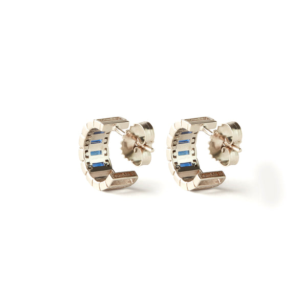 Suzanne Kalan_SUZANNE KALAN - Dark Blue Sapphire Inlay Hoop Earrings - (White Gold)_EARRINGS