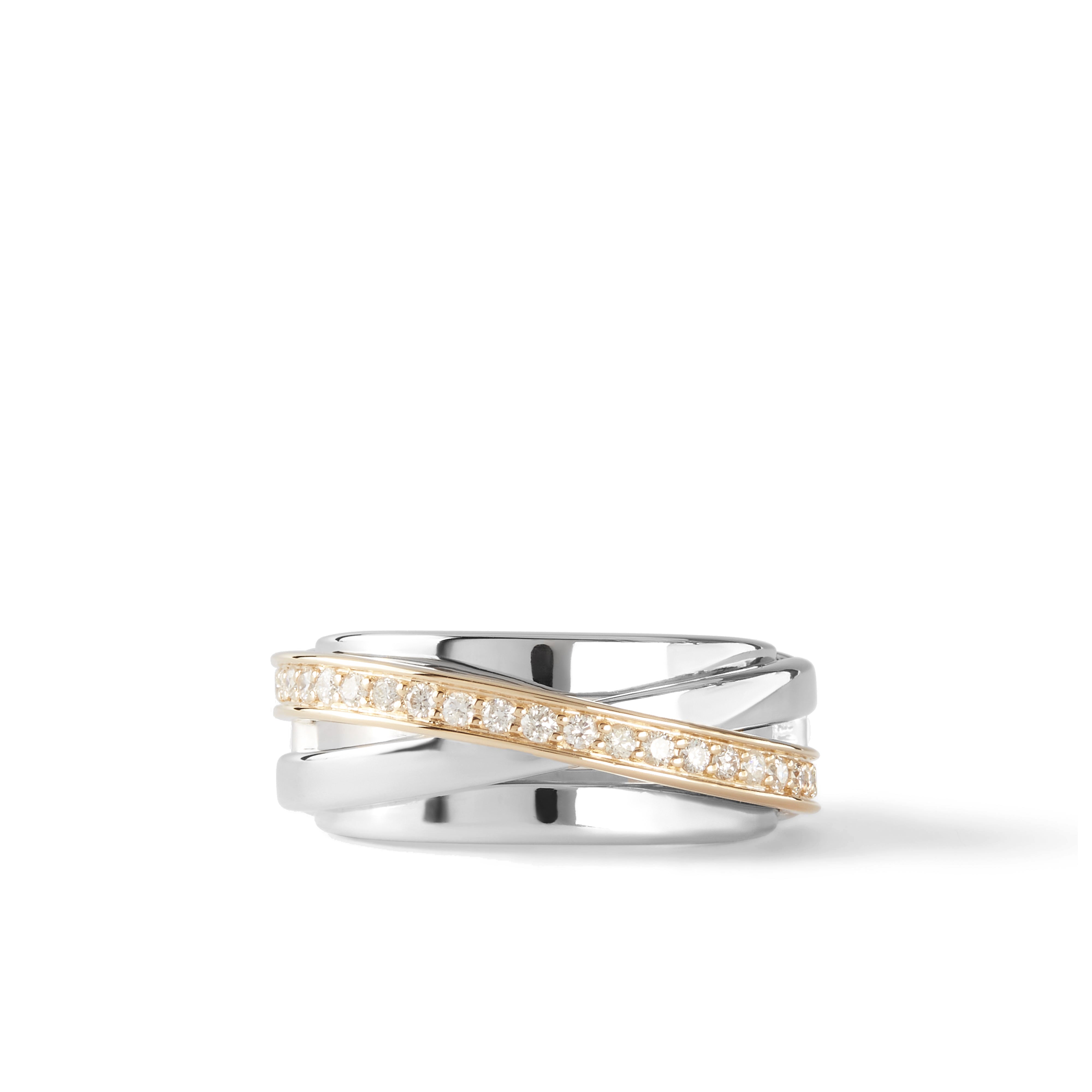 TOM WOOD: Orb Ring Slim Duo Diamond (Silver/Yellow Gold) | DSMS E-SHOP