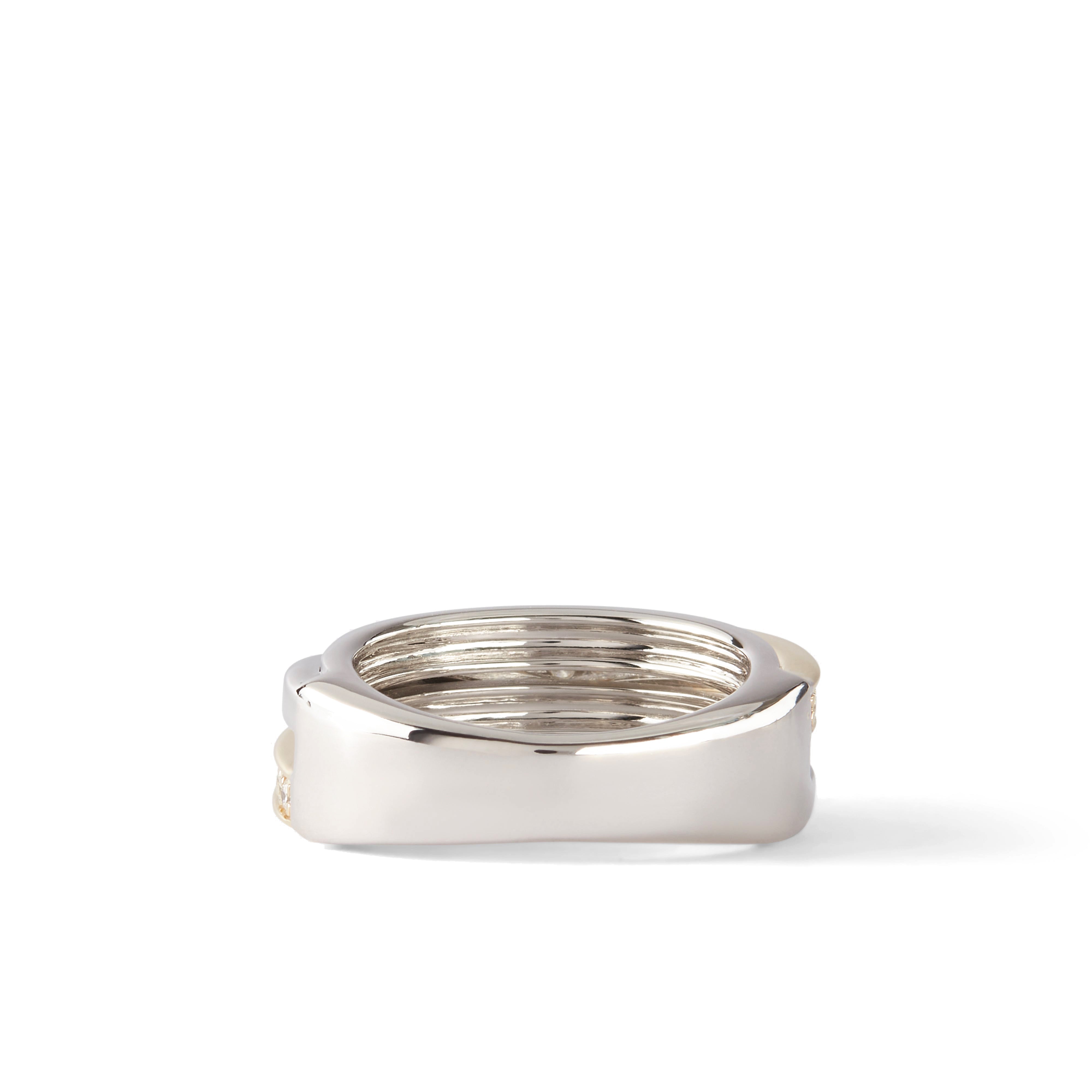 TOM WOOD: Orb Ring Slim Duo Diamond (Silver/Yellow Gold) | DSMS E-SHOP