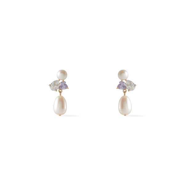 Completedworks_COMPLETEDWORKS - Pearl Purple Drop Earrings - (Yellow Gold)_EARRINGS