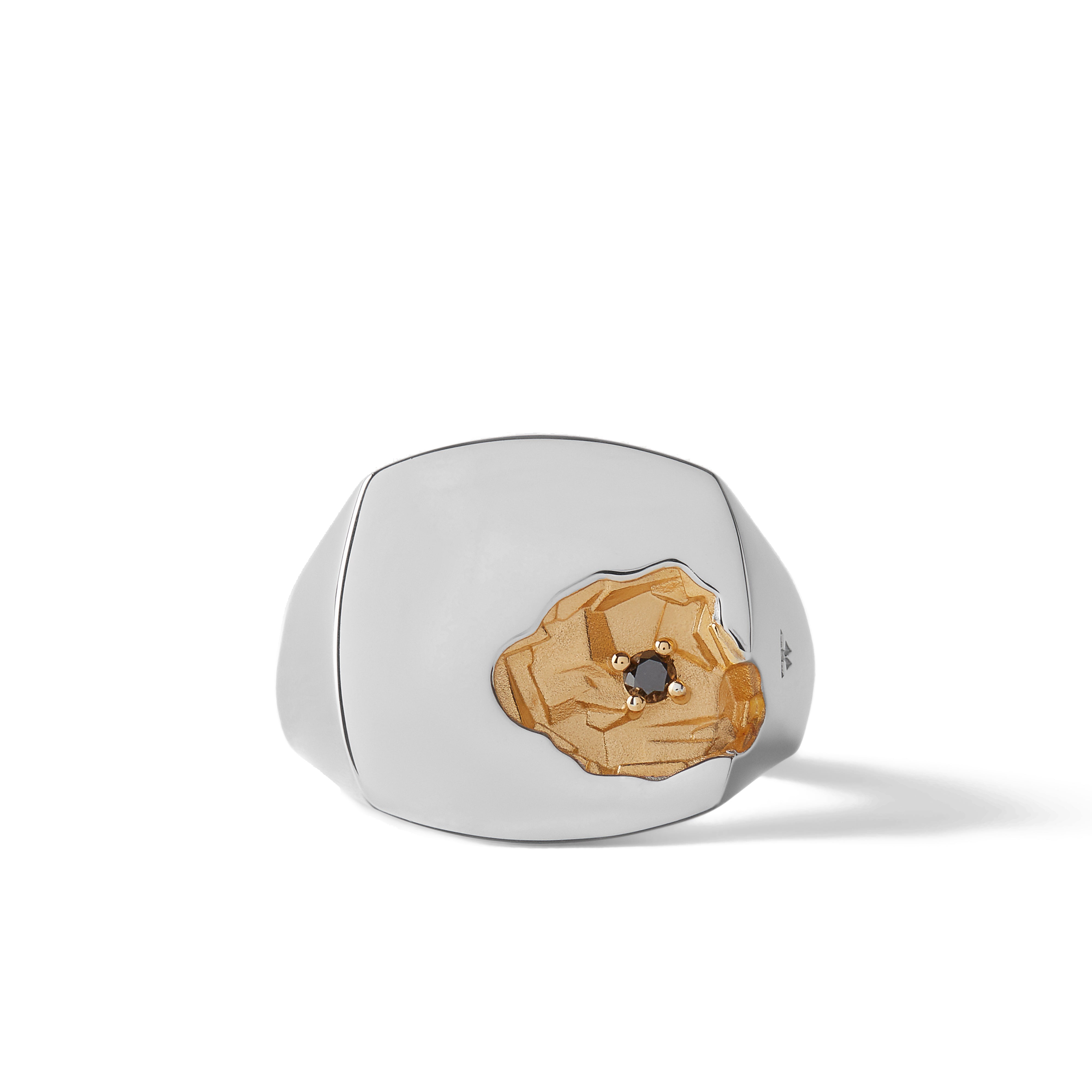 TOM WOOD: Mined Ring Large Black Diamond (Yellow Gold TOM WOOD: Mined Ring Large Black Diamond (Yellow Gold