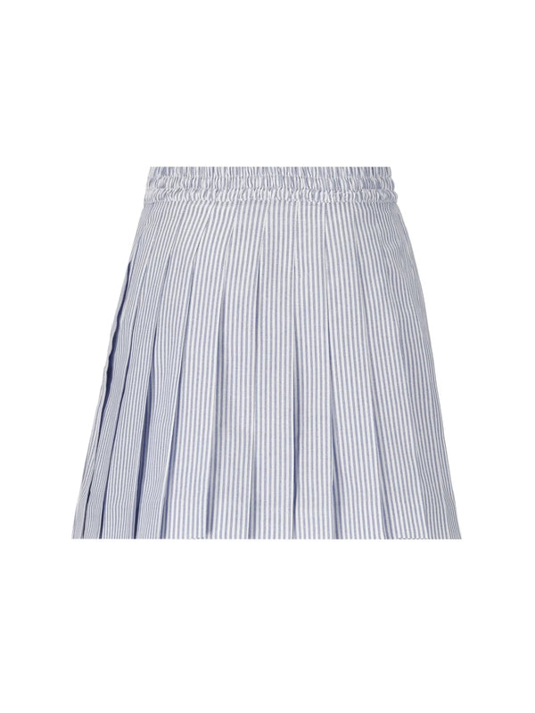 Prada_PRADA - Women's Oxford Cotton Pleated Mini Skirt - (White/Bright Blue)_SKIRTS
