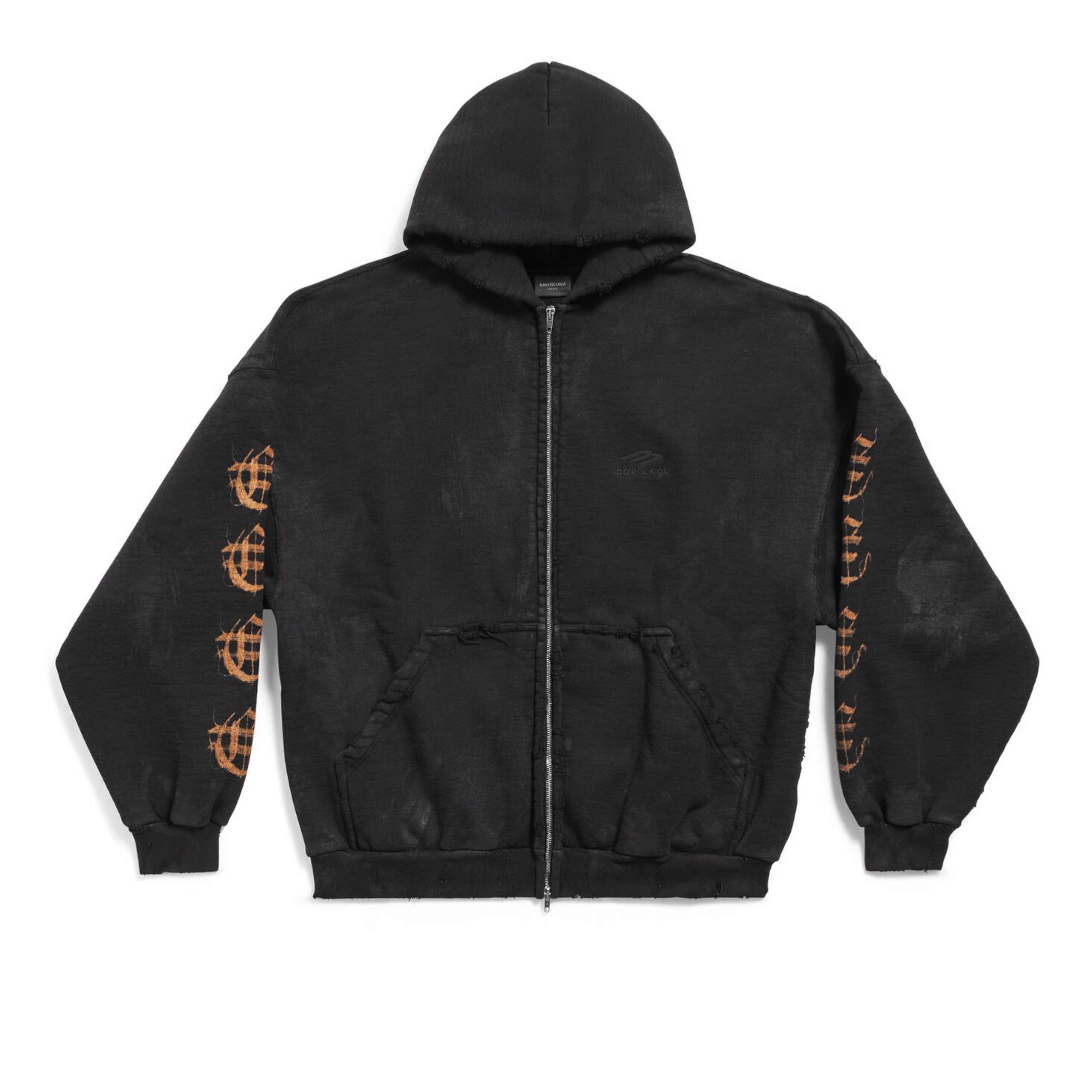 BALENCIAGA: Men's Heavy Metal Molleton Hoodie (1055 WASHED BLACK ...