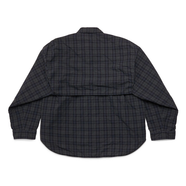 Balenciaga_BALENCIAGA - Women's Light Check Flannel Detachable Shirt - (2952 Grey/Khaki Overdyed)_SHIRTS