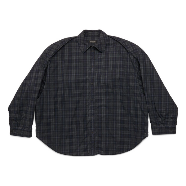 BALENCIAGA - Women's Light Check Flannel Detachable Shirt - (2952 Grey/Khaki Overdyed)