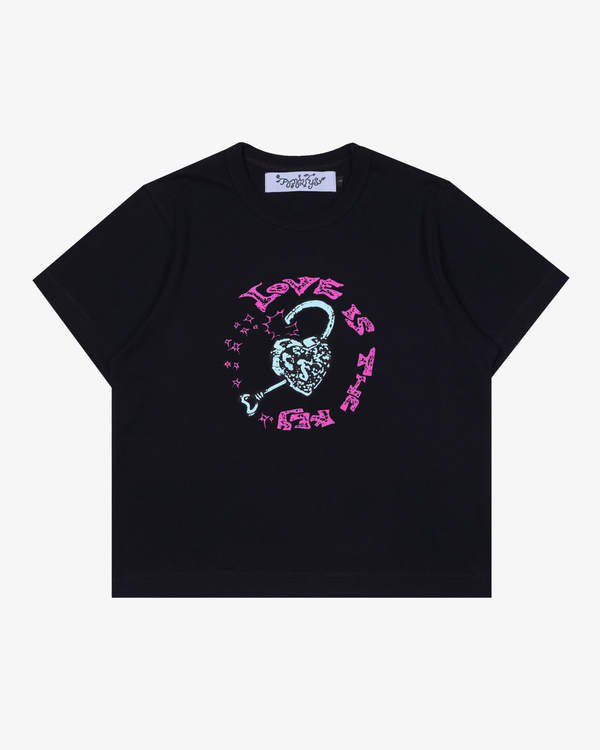 FUNGUYS - Men's Love Is The Key Baby Tee - (Black)