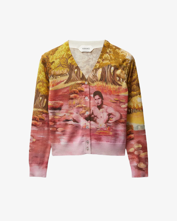 VERSACE_VERSACE - Women's Knit Sweater The Naturist Printed Silk - (Multi)_CARDIGANS
